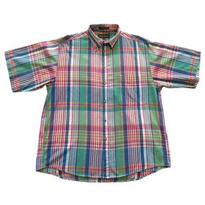 Vintage Marc Lewis Pastel Plaid Short Sleeve Button Down, Size L